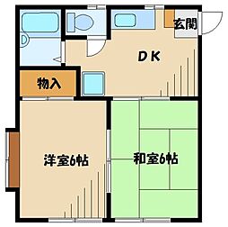 ヴィラ金森 2DKの間取図画像
