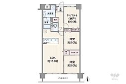 メロディーハイム高槻 2SLDKの間取図画像