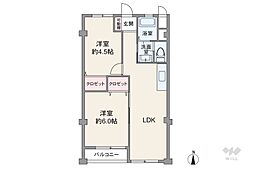桜ケ丘コーポラス 2LDKの間取図画像
