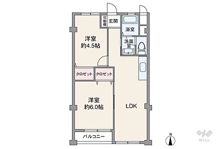2LDK 間取り