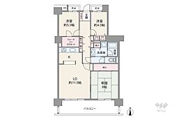 高槻・阿武山団地三番街302棟 3LDKの間取図画像