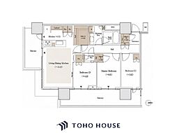 パークタワー川口本町 23階 3LDKの間取図画像