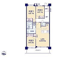 リリファ松戸 3LDKの間取図画像