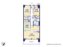 クレストフォルム柏サウスウイング 3LDKの間取図画像