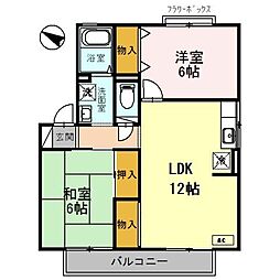 キャピタルコンフォール加古川D棟 2LDKの間取図画像