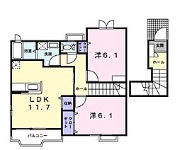 シンヴィオシスA 2LDKの間取図画像