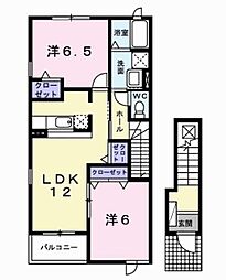 シンヴィオシスC 2LDKの間取図画像