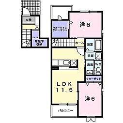 フェリシテ 2LDKの間取図画像