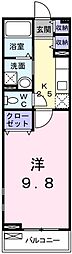 プラシード三宅 1Kの間取図画像