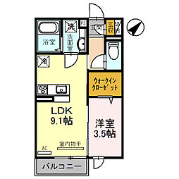 アベニール 1LDKの間取図画像