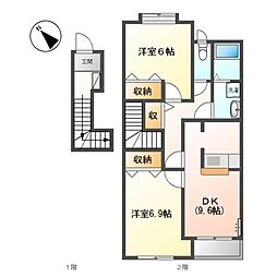 ヴィアレジデンス2 2LDKの間取図画像