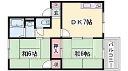 コーポシティ 2DKの間取図画像