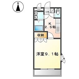 ピアコート宮脇 1Kの間取図画像