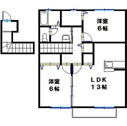 メゾン・クレールB棟 2LDKの間取図画像