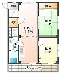 さくらハイツ 2LDKの間取図画像