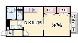 エメロード赤穂 1DKの間取図画像