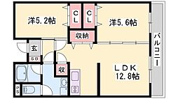 マンション外堀川 2LDKの間取図画像