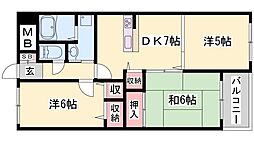 シャトー三和青山 3DKの間取図画像