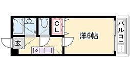 プラム書写 1Kの間取図画像