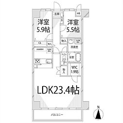 キャッスルコート東辻井 2LDKの間取図画像