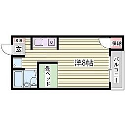 ジュネス新在家 1Kの間取図画像