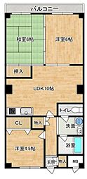 リバティ勝原 3LDKの間取図画像
