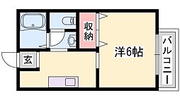 サンライフ・アイA棟 1Kの間取図画像