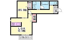 グランディール 1LDKの間取図画像