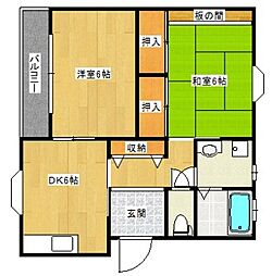 サンシティ宮前 2DKの間取図画像
