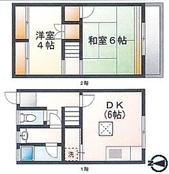 樫木ハイツ 2DKの間取図画像