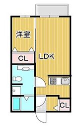 ジュネスコート 1LDKの間取図画像