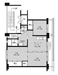 ビレッジハウス三草1棟 3DKの間取図画像