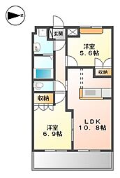 グランベル・ハウス 2LDKの間取図画像