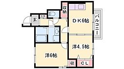 カロッテガルテン 2DKの間取図画像