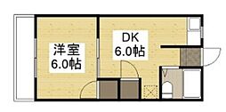 ユニハイツ2 1DKの間取図画像