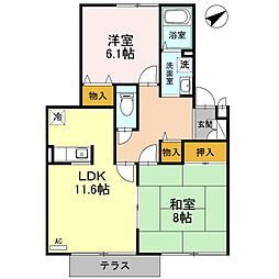 リバーサイド弐番館 2LDKの間取図画像