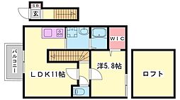 ヴィラーチェ神屋2 1LDKの間取図画像