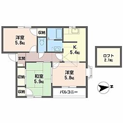 プリミエール国分寺A棟 3Kの間取図画像