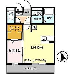 セジュール白浜A棟 1LDKの間取図画像