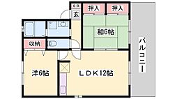 メゾン・フィディリオB棟 2LDKの間取図画像