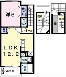 フィールドミドル・ライペン1 1LDKの間取図画像