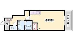 コゥジィーコート ワンルームの間取図画像