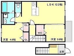 ハイムレトア飾東B 2LDKの間取図画像