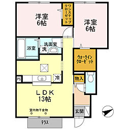 メゾンフォレスト 2LDKの間取図画像