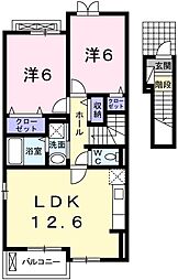 プラシード和上郡A 2LDKの間取図画像