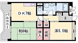 ヴェルメゾン 2DKの間取図画像