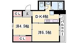 ヴィラナリー上郡1棟 2DKの間取図画像