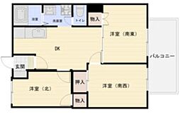 カームモリ2 3DKの間取図画像