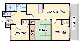 サンワプラザ福崎3 3LDKの間取図画像