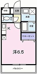 ポポラーレ 1Kの間取図画像